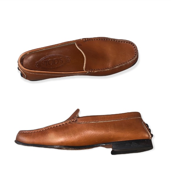TOD’s Cognac Leather Slip On Loafers - Picture 16 of 16